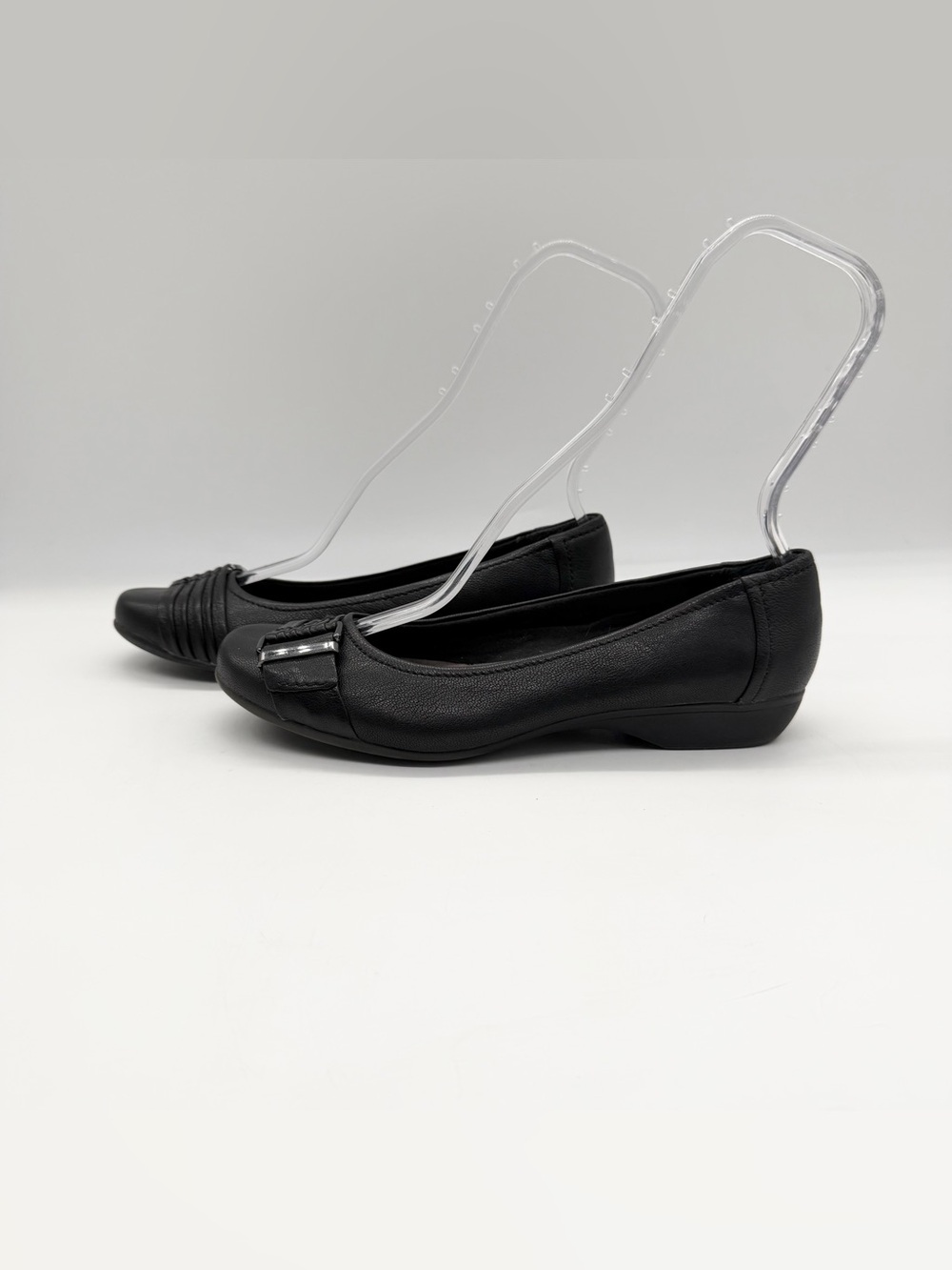 Clarks Propose Pixie 2 Leather Slip-on Ballet Flats Comfort Shoes Black Size 8.5